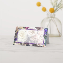 Tarjeta De Asiento Elegante recepción de Boda Floral Púrpura