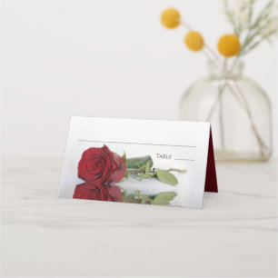 Tarjeta De Asiento Elegante Rojo Rosa Elegante Boda Escrita