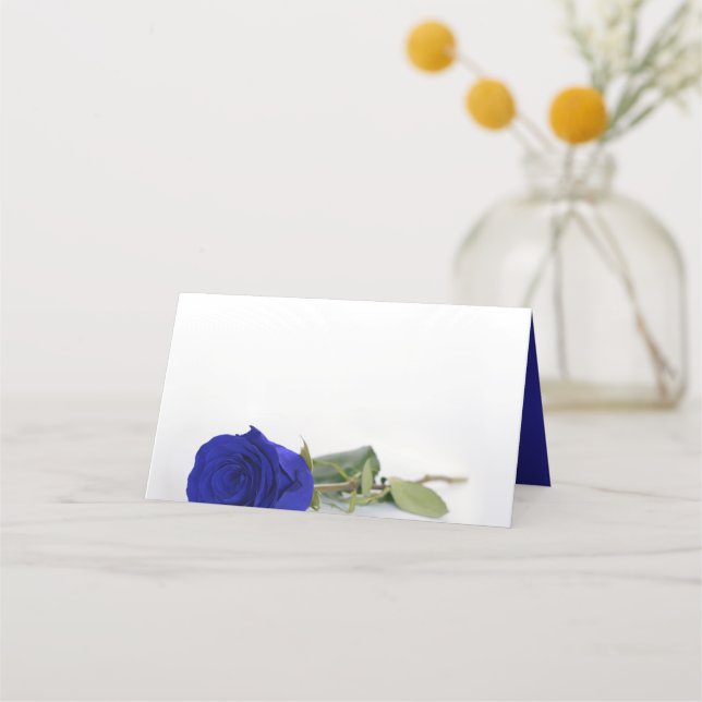 Tarjeta De Asiento Elegante Rosa azul azul blanco Boda de impresión D (Anverso)