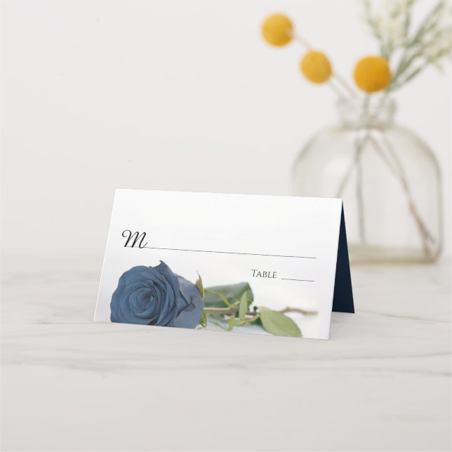 Tarjeta De Asiento Elegante Rosa de acero turbio azul Boda de escritu (Anverso)