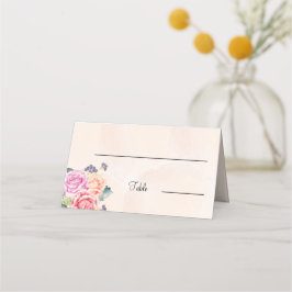 Tarjeta De Asiento Elegante Rosa Flor Tabla de matrimonio personaliza