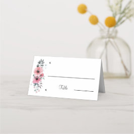 Tarjeta De Asiento Elegante Rosa Flor Tabla de matrimonio personaliza