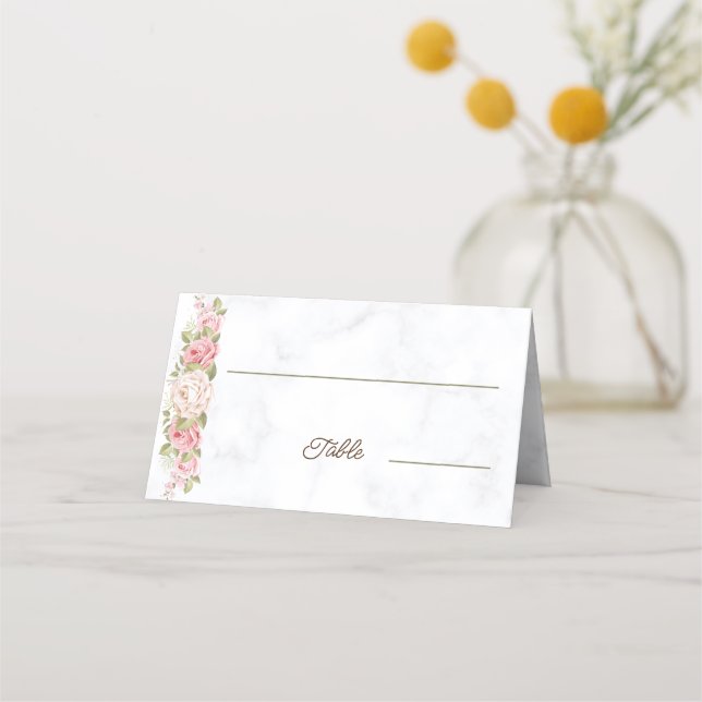 Tarjeta De Asiento Elegante Rosa Flower Custom Wedding (Anverso)