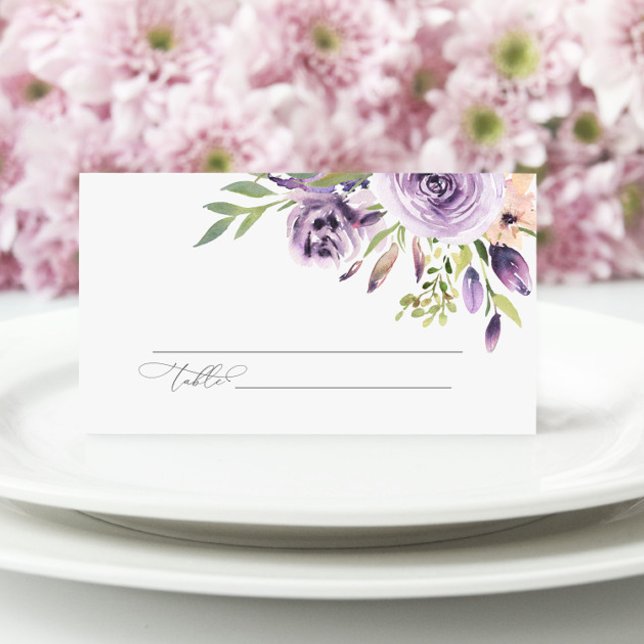 Tarjeta De Asiento Elegante Rosa morado Boda floral (Subido por el creador)