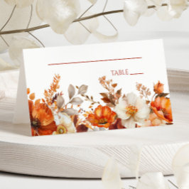 Tarjeta De Asiento Elegante Rústica Boda Floral Otoño