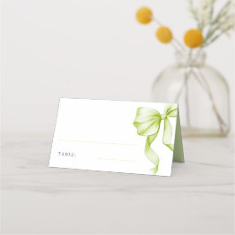 Tarjeta De Asiento Elegante Sage Green Bow Bridal Shower Table