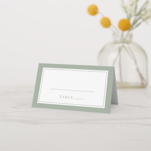 Tarjeta De Asiento Elegante Sage Green Sage Simple Boda de borde míni (Anverso)
