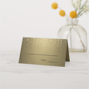 Tarjeta De Asiento Elegante Sparkling String ilumina el Boda de oro