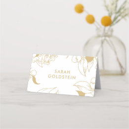 Tarjeta De Asiento Elegante Spring Gold Floral Lugar Cards