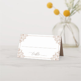 Tarjeta De Asiento Elegante Taupe Beige Boda Vintage Classic