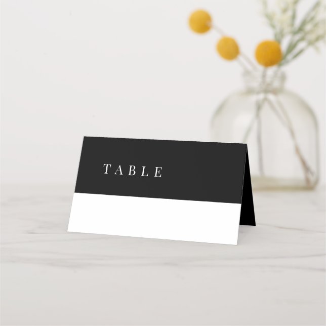 Tarjeta De Asiento Elegante tipografía boda moderno blanco y negro (Anverso)
