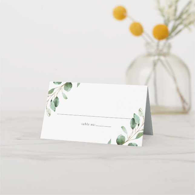Tarjeta De Asiento Elegante vegetación Eucalyptus Boda plegado (Anverso)