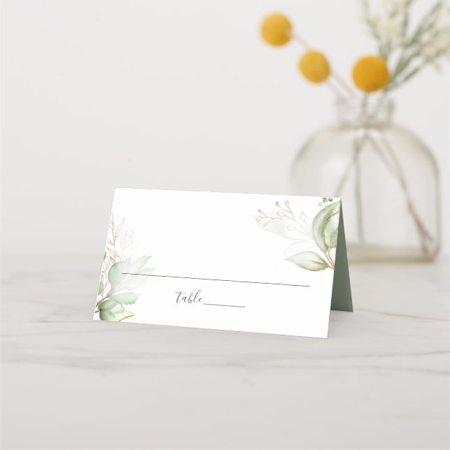 Tarjeta De Asiento Elegante vegetación y Boda de oro (Anverso)