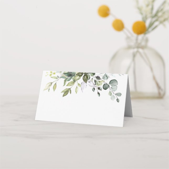 Tarjeta De Asiento Elegante Watercolor Eucalyptus Mesa Boda (Anverso)