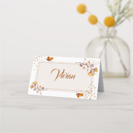 Tarjeta De Asiento Elegante Weding Golden Autumn Leaf