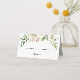 Tarjeta De Asiento Elegante Winter White Peony Boda Place Card