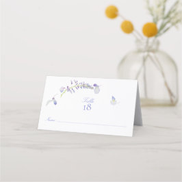 Tarjeta De Asiento Elegante Wisteria Púrpura Floral Script Número de 