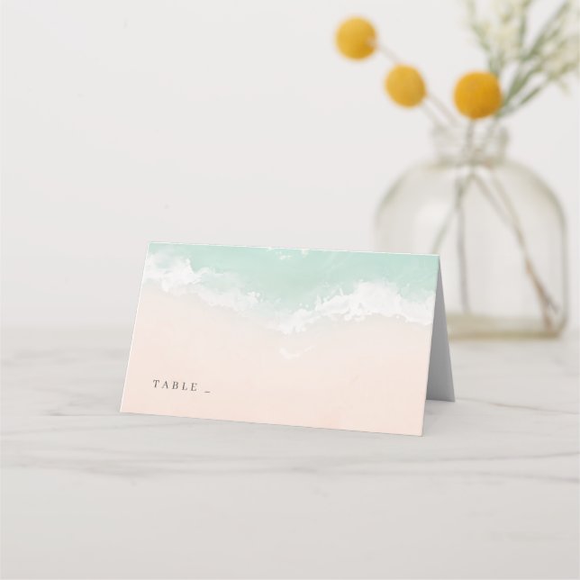 Tarjeta De Asiento Elegante y abstracto matrimonio en la playa del oc (Anverso)