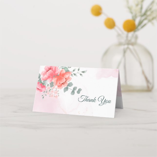 Tarjeta De Asiento Elegante y moderna acuarela rosa y rubia gracias (Anverso)