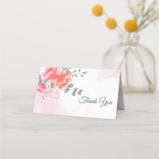 Tarjeta De Asiento Elegante y moderna acuarela rosa y rubia gracias