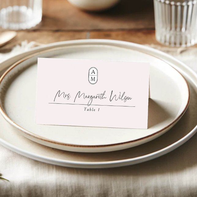Tarjeta De Asiento Elegante y sencillo boda de monograma moderno (Subido por el creador)