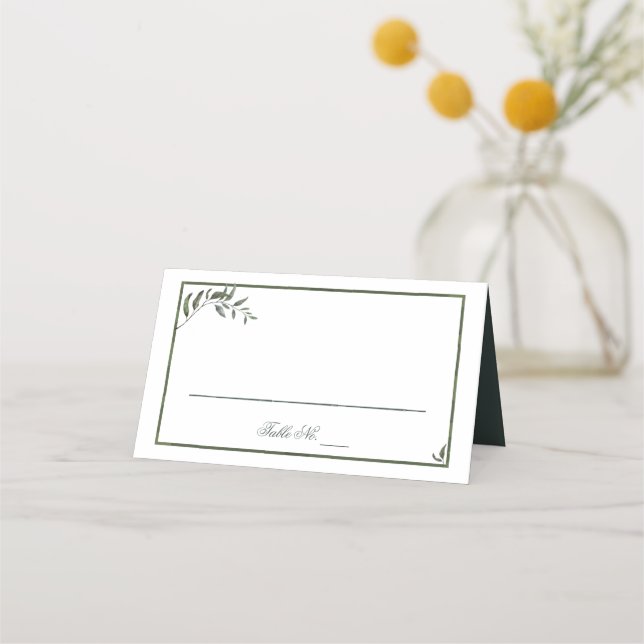 Tarjeta De Asiento Elegante y simple Boda de eucalipto (Anverso)