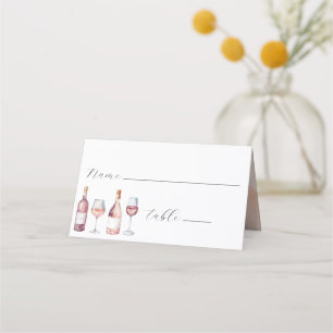 Tarjeta De Asiento Elegantes Botellas de Vino con Acuarela Vino