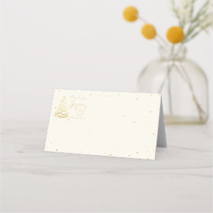 Tarjeta De Asiento Elegantes cremas y Navidades de oro entreteniendo