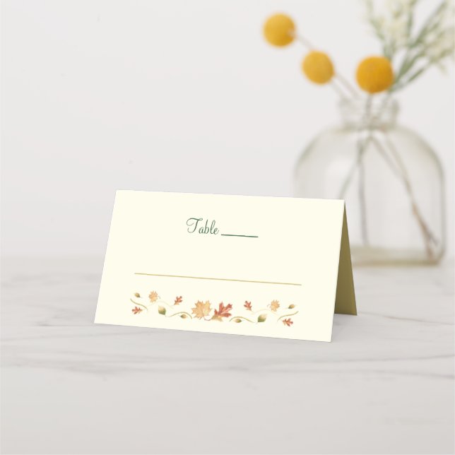 Tarjeta De Asiento Elegantes hojas otoñales (Anverso)