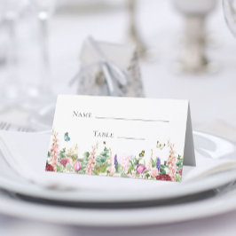 Tarjeta De Asiento Elegantes mariposas florales rosa púrpura