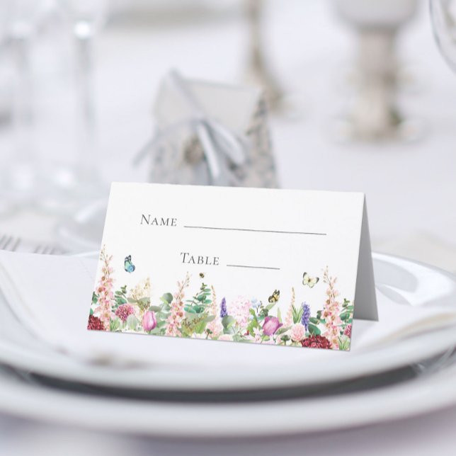 Tarjeta De Asiento Elegantes mariposas florales rosa púrpura (Subido por el creador)