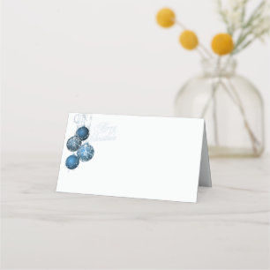 Tarjeta De Asiento Elegantes Navidades azules y plateados entretenien