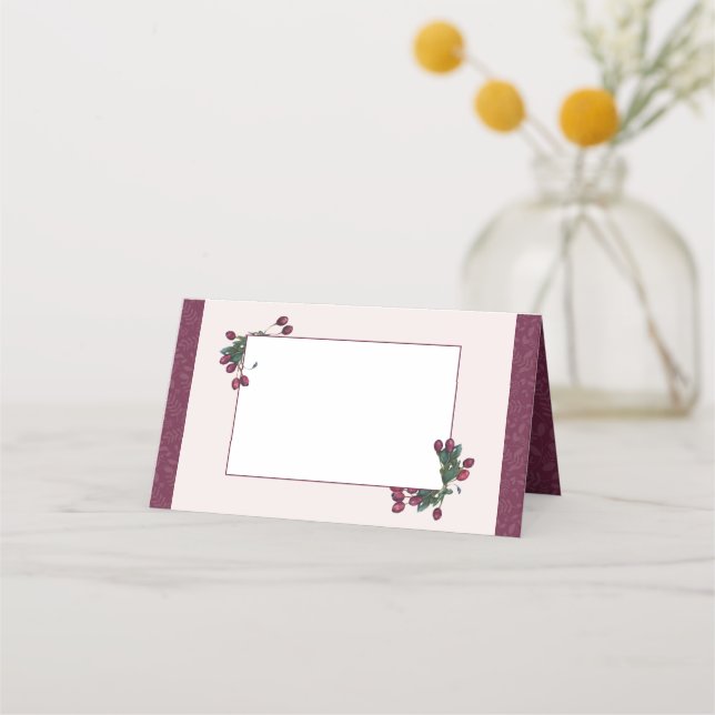 Tarjeta De Asiento Elegantes Navidades de ciruelas botánicas (Anverso)