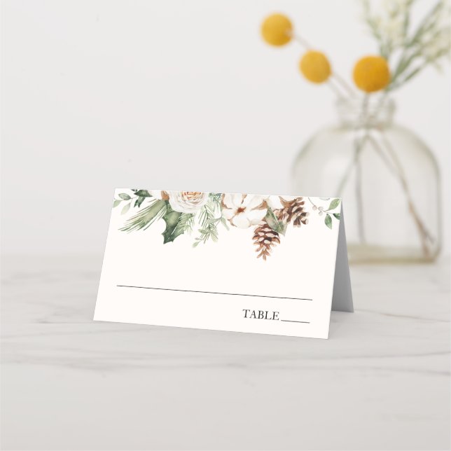Tarjeta De Asiento Elegantes Navidades de la vegetación de invierno (Anverso)