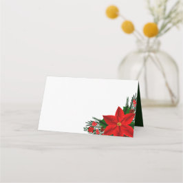 Tarjeta De Asiento Elegantes Navidades de Poinsettia Roja Pine Greene