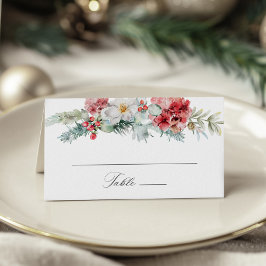 Tarjeta De Asiento Elegantes Navidades Floral Boda de Invierno