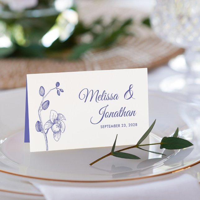 Tarjeta De Asiento Elegantes orquídeas simple boda romántico plan flo (Subido por el creador)