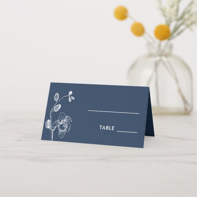 Tarjeta De Asiento Elegantes orquídeas simple romántico boda floral (Reverso)
