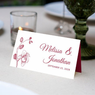 Tarjeta De Asiento Elegantes orquídeas simple romántico boda floral