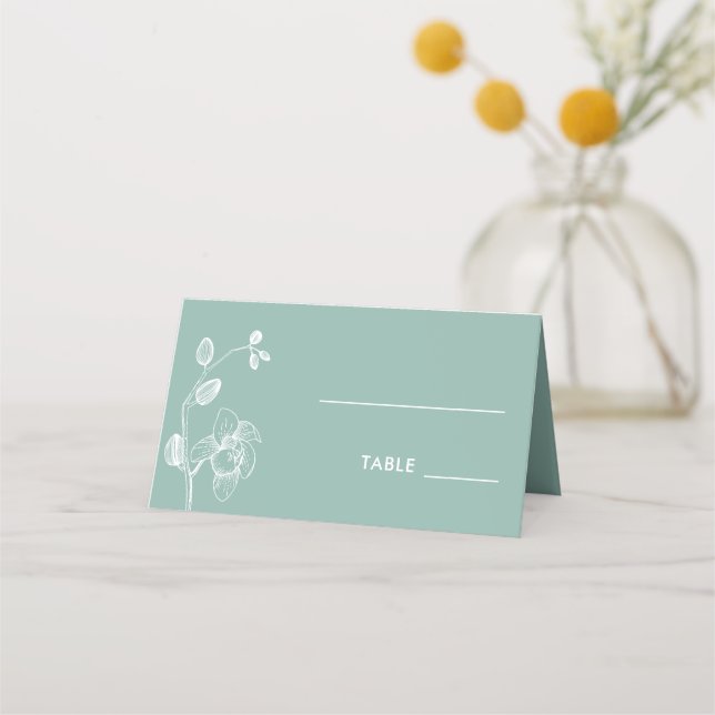 Tarjeta De Asiento Elegantes orquídeas simple romántico boda floral (Reverso)