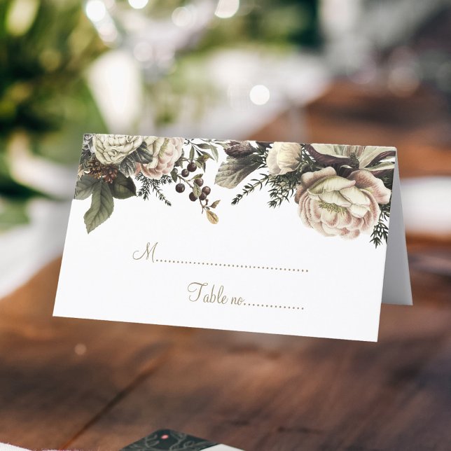 Tarjeta De Asiento Elegantes peonías de invierno moda boda lugar de m (Subido por el creador)