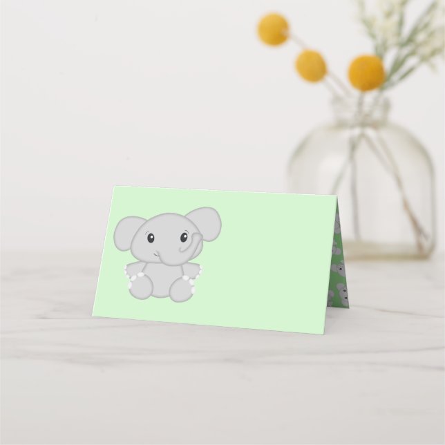 Tarjeta De Asiento Elephant Baby Shower Safari (Anverso)