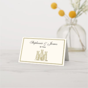 Tarjeta De Asiento Emblema de Castillo Heráldico Antiguo Cresta Falso