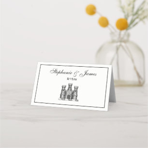 Tarjeta De Asiento Emblema de Castillo Heráldico Antiguo Escudo de Ar