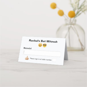 Tarjeta De Asiento Emoji de medios sociales Bat Mitzvah o Bar Mitzvah