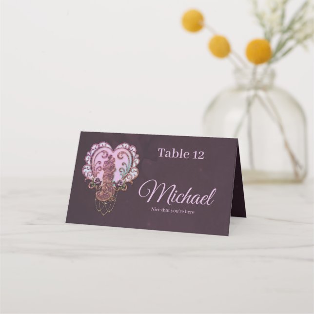 Tarjeta De Asiento En el abrazo del corazón. (Anverso)