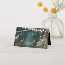 Encantado Vestido verde de sabio forestal Quinceañ