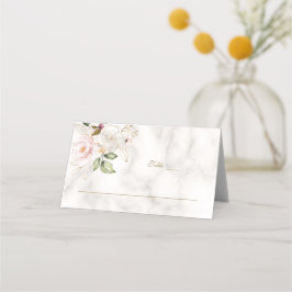 Tarjeta De Asiento Encantador Rubor Gold Flowers Marble Table Number 