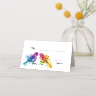 Tarjeta De Asiento Encantador texto en la parte trasera de Aves Amant