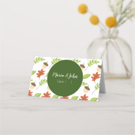 Tarjeta De Asiento Ensayo de patrón de bellota de hojas de otoño mode